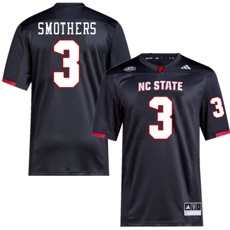 NC State Wolfpack #3 Hollywood Smothers College Football Jerseys Stitched-Black